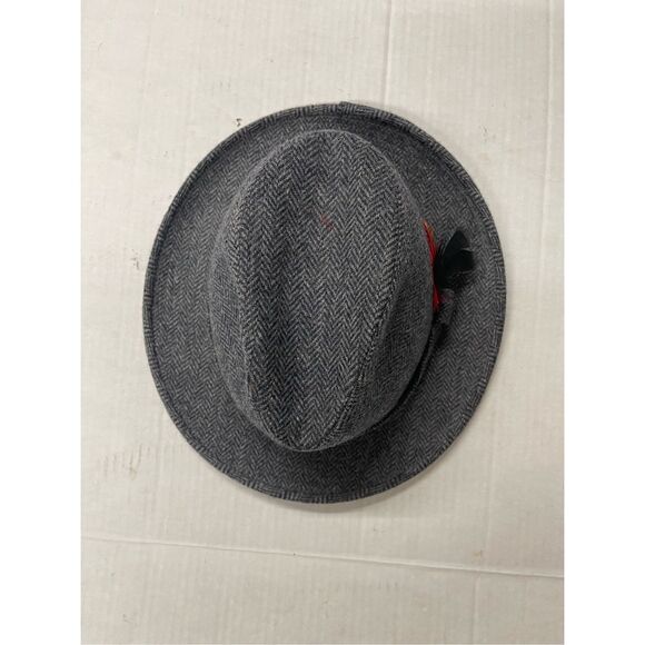 STETSON Gray 100% Pure Wool Fedora Hat Size 7 1/4 with Feather A55 - Picture 3 of 6